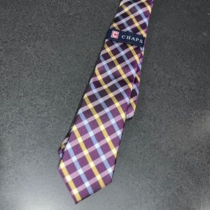 NWT Chaps silk necktie in purple plaid